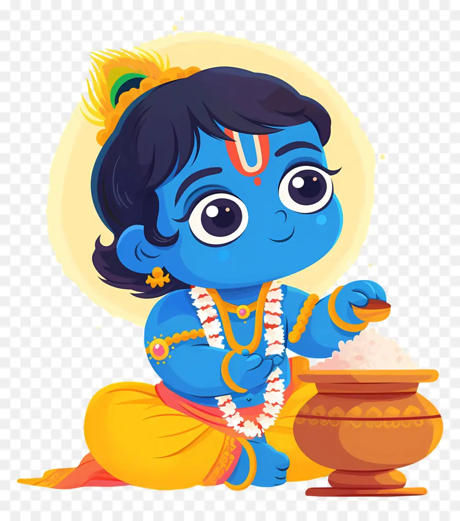 Bebê Krishna，Criança Azul Com Maconha PNG