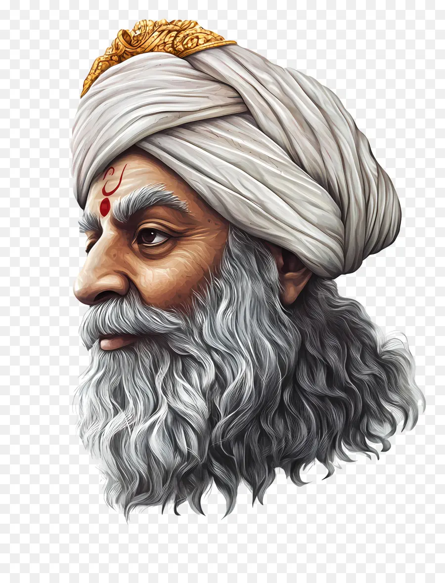 Guru Nanak Jayanti，Homem Idoso Com Turbante PNG