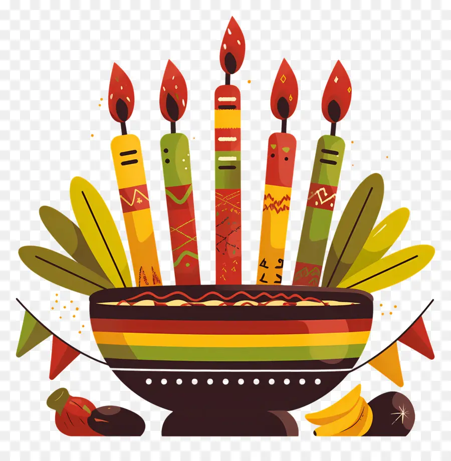 Feliz Kwanzaa，Velas E Frutas PNG