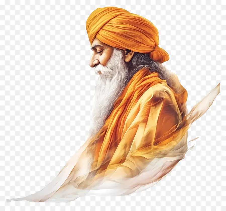 Guru Nanak Jayanti，Figura Espiritual Vista Lateral PNG