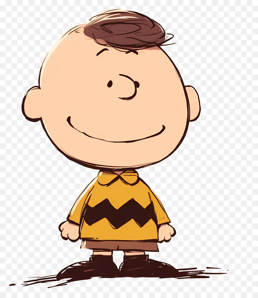 Charlie Brown，Menino De Desenho Animado Com Camisa Amarela PNG