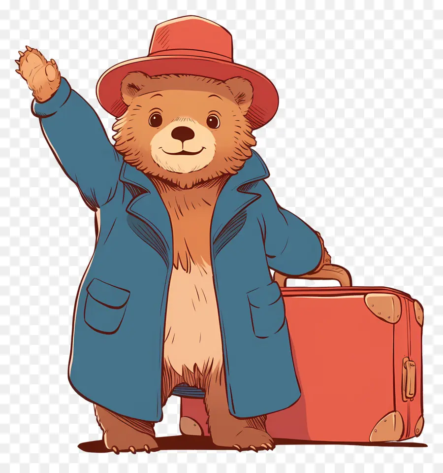 Paddington，Urso Com Chapéu Vermelho E Mala PNG