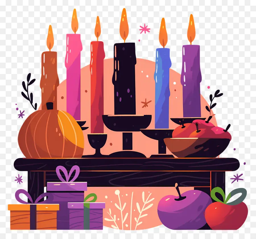 Feliz Kwanzaa，Velas Com Abóboras PNG