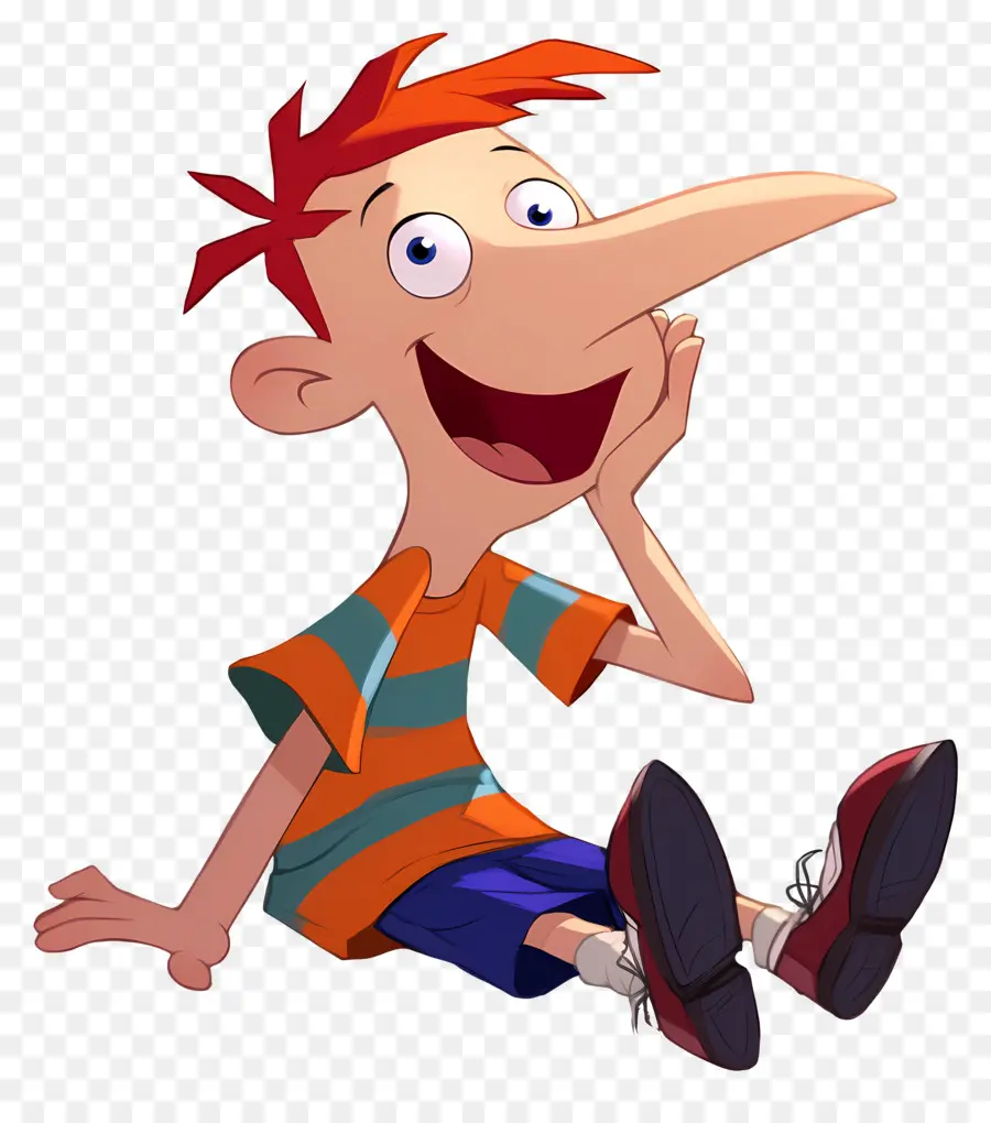 Phineas Flynn，Menino De Desenho Animado Com Cabelo Laranja PNG