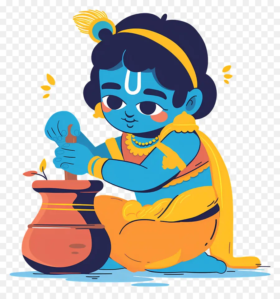 Bebê Krishna，Criança Azul Com Maconha PNG