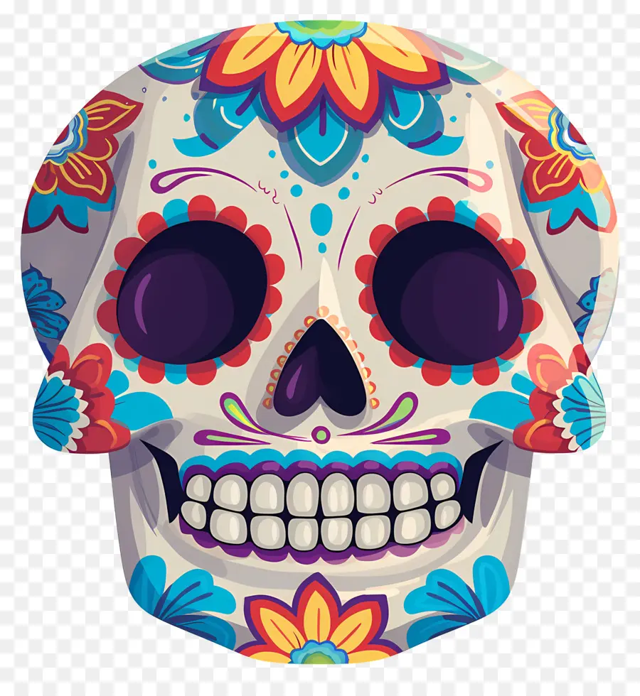 Caveira Mexicana，Crânio Decorado PNG