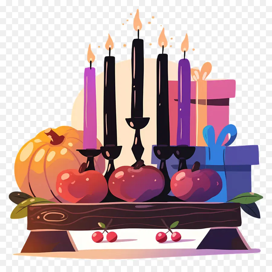 Feliz Kwanzaa，Velas E Maçãs PNG