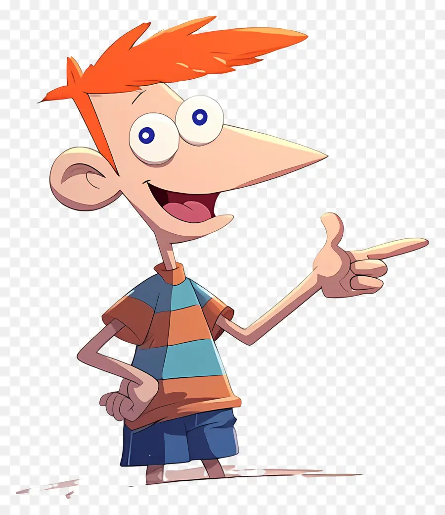 Phineas Flynn，Menino De Desenho Animado Com Cabelo Laranja PNG