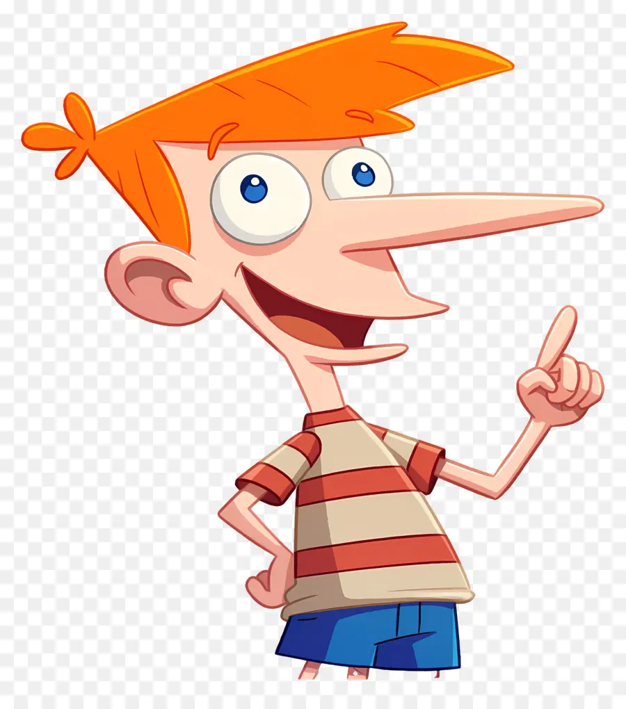 Phineas Flynn，Menino De Desenho Animado Com Cabelo Laranja PNG