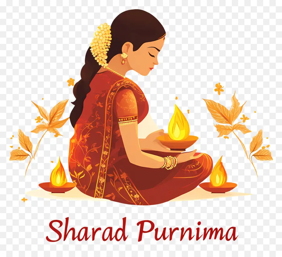 Sharad Purnima，Mulher Em Traje Tradicional PNG