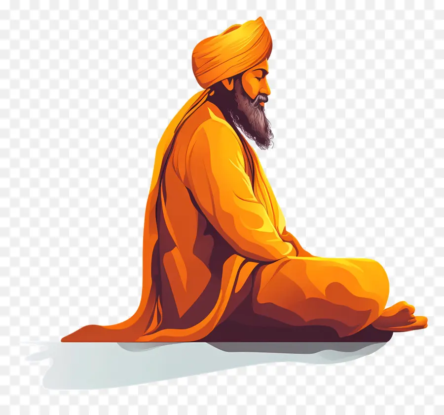 Guru Nanak Jayanti，Figura De Meditação Com Vista Lateral PNG