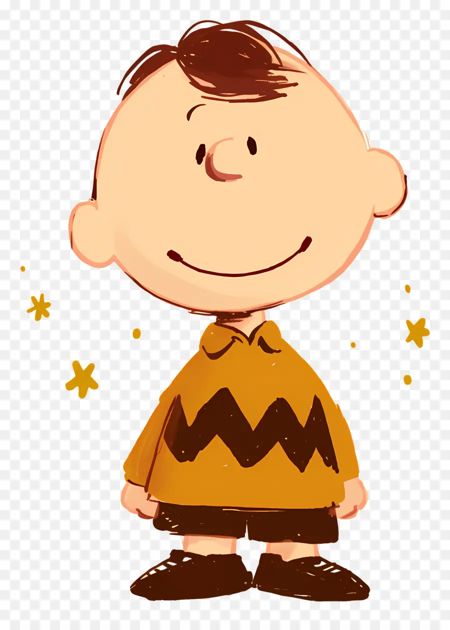 Charlie Brown，Menino De Desenho Animado Com Camisa Amarela PNG