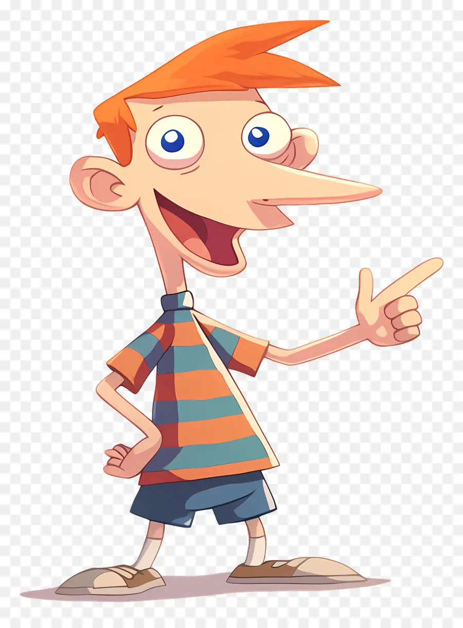 Phineas Flynn，Menino De Desenho Animado Com Cabelo Laranja PNG