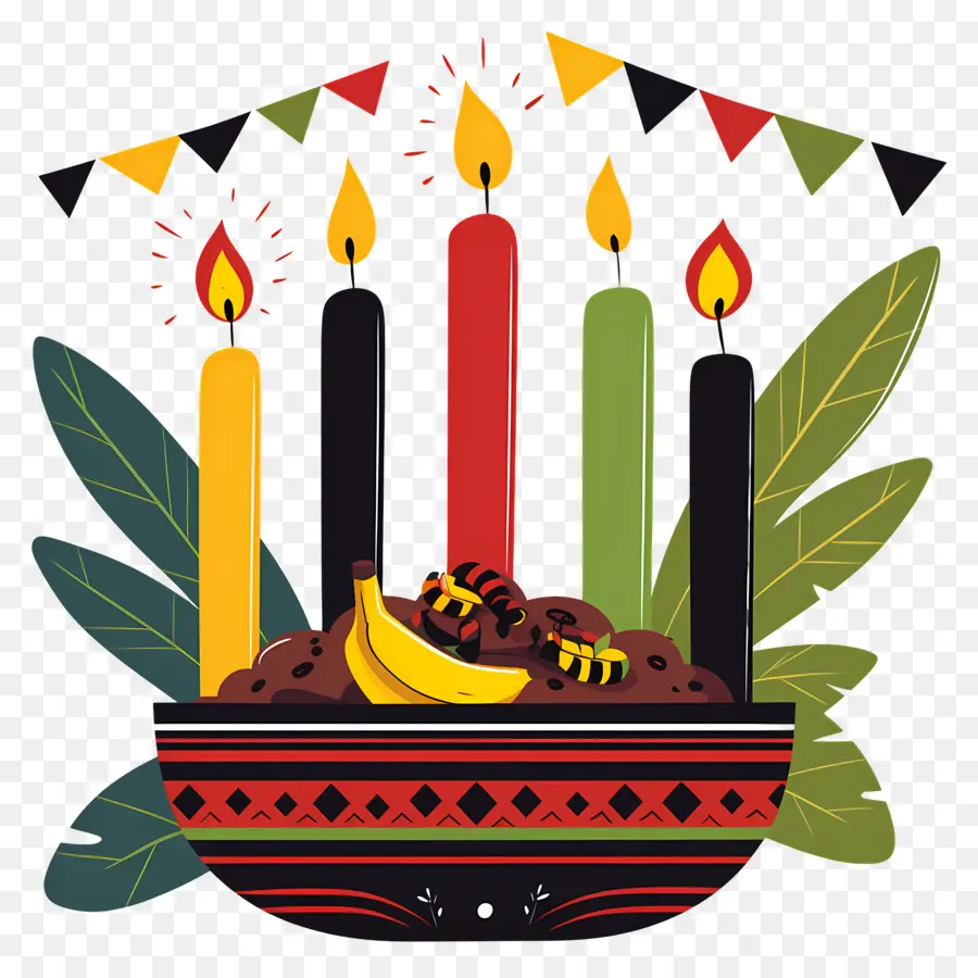 Feliz Kwanzaa，Velas Na Tigela PNG