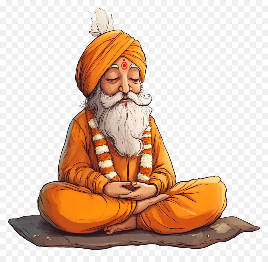 Guru Nanak Jayanti，Figura Meditando PNG