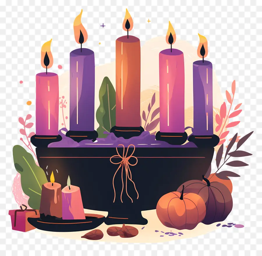 Feliz Kwanzaa，Velas Com Abóboras PNG