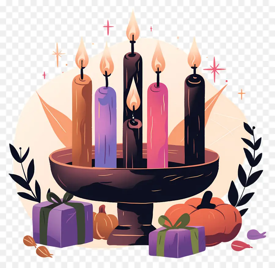 Feliz Kwanzaa，Velas Com Abóboras PNG