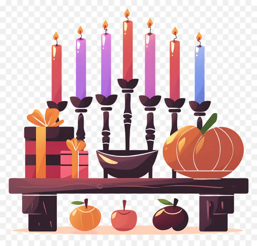 Feliz Kwanzaa，Velas Coloridas PNG