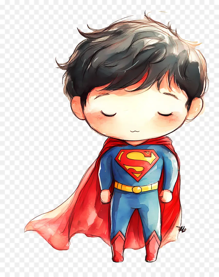 Super Homem，Super Herói Chibi PNG