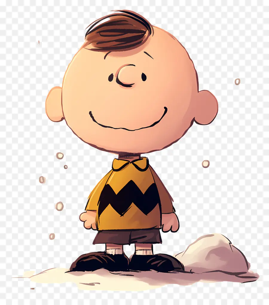 Charlie Brown，Menino De Desenho Animado Com Camisa Amarela PNG