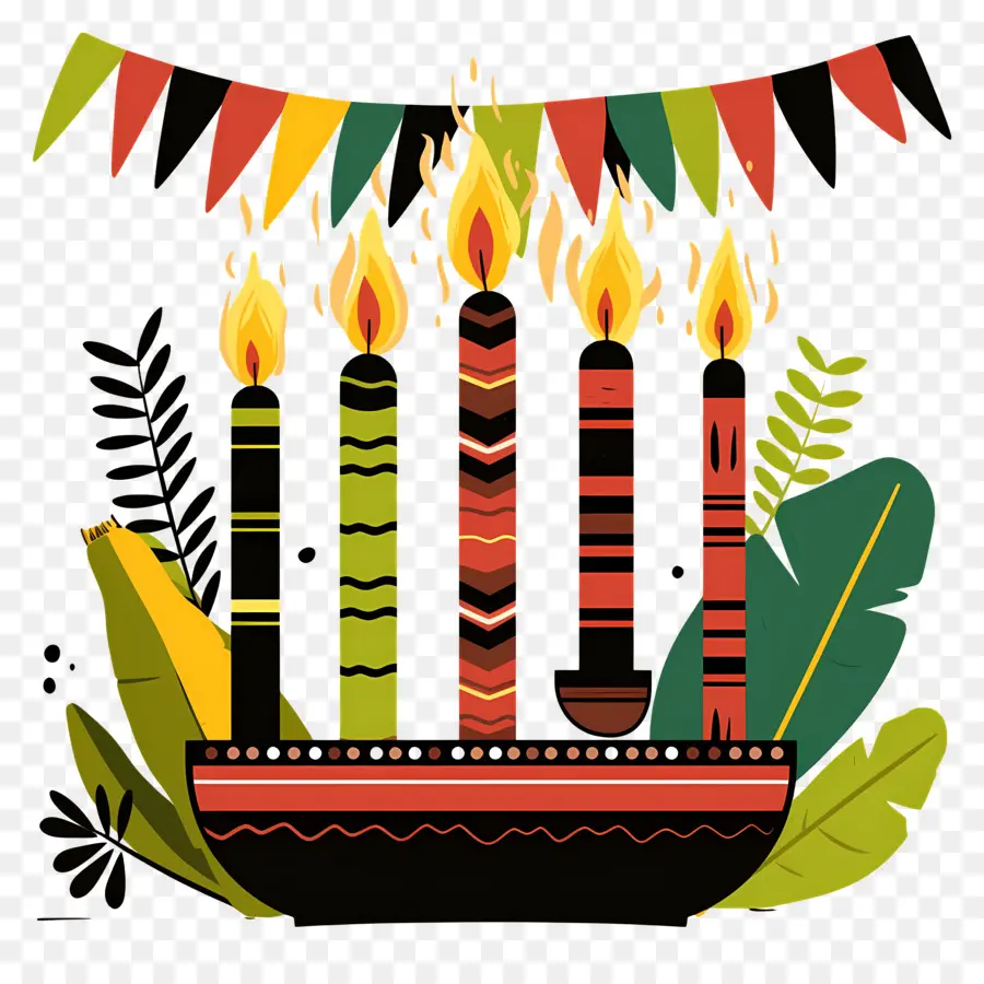 Feliz Kwanzaa，Velas Na Tigela PNG