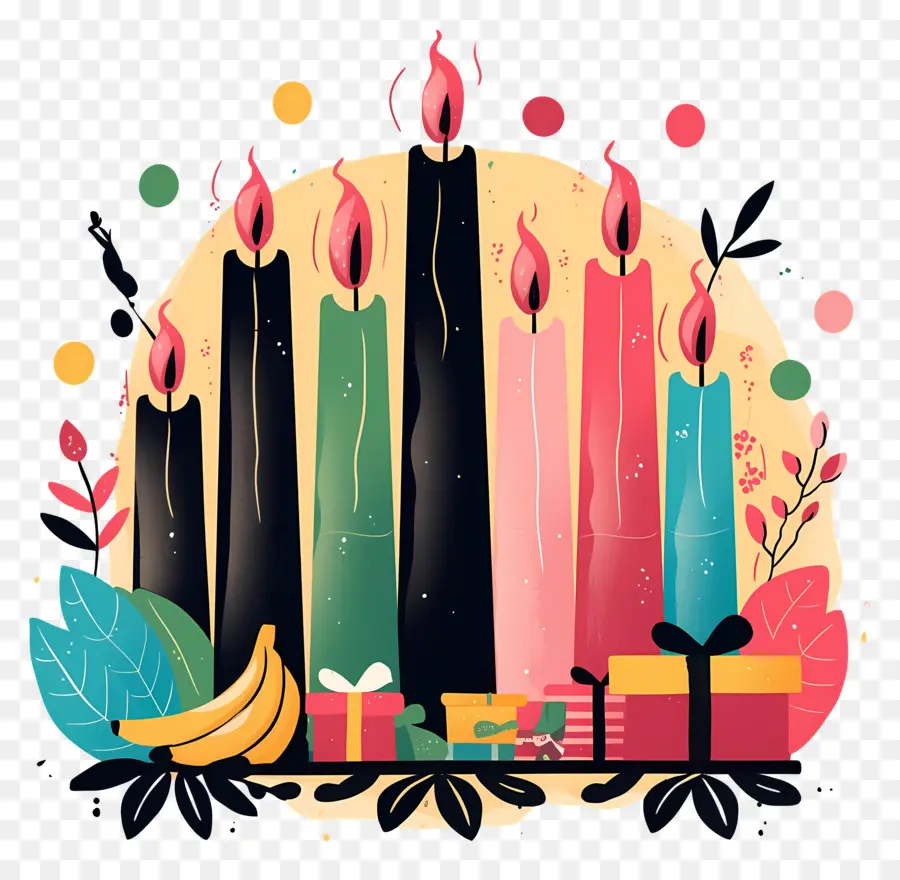 Feliz Kwanzaa，Velas Coloridas PNG