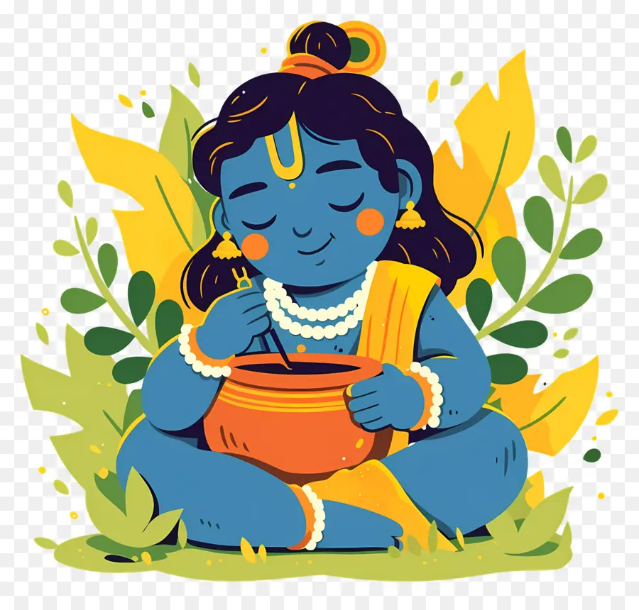 Bebê Krishna，Criança Azul Com Maconha PNG