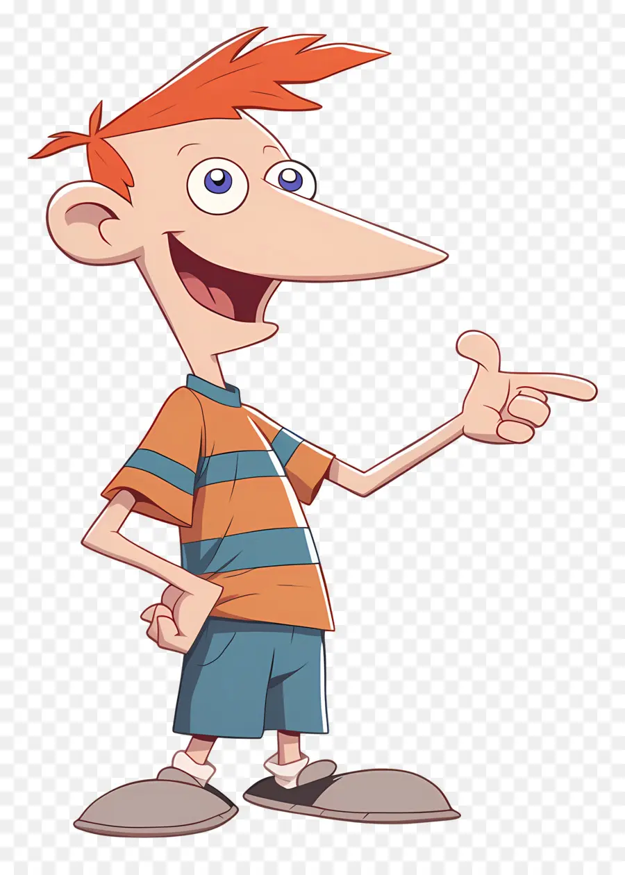 Phineas Flynn，Menino De Desenho Animado Com Cabelo Laranja PNG