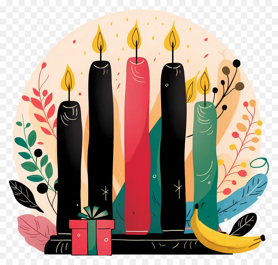 Feliz Kwanzaa，Velas Coloridas PNG