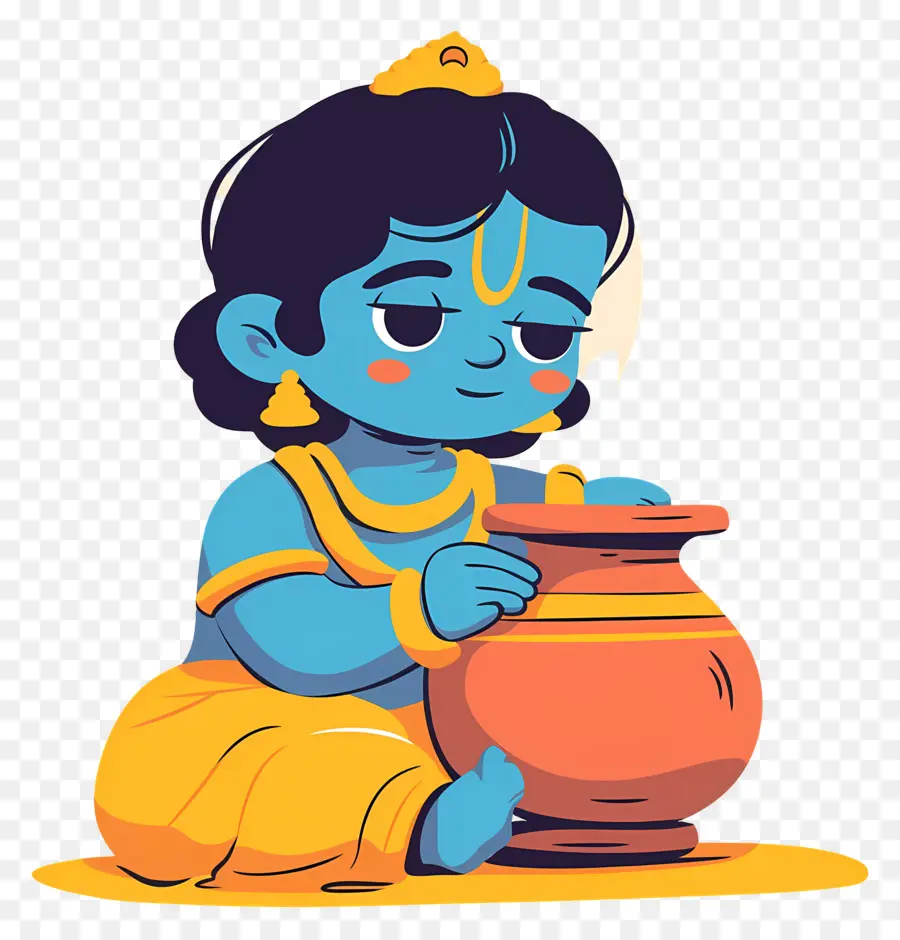 Bebê Krishna，Criança Azul Com Flauta PNG