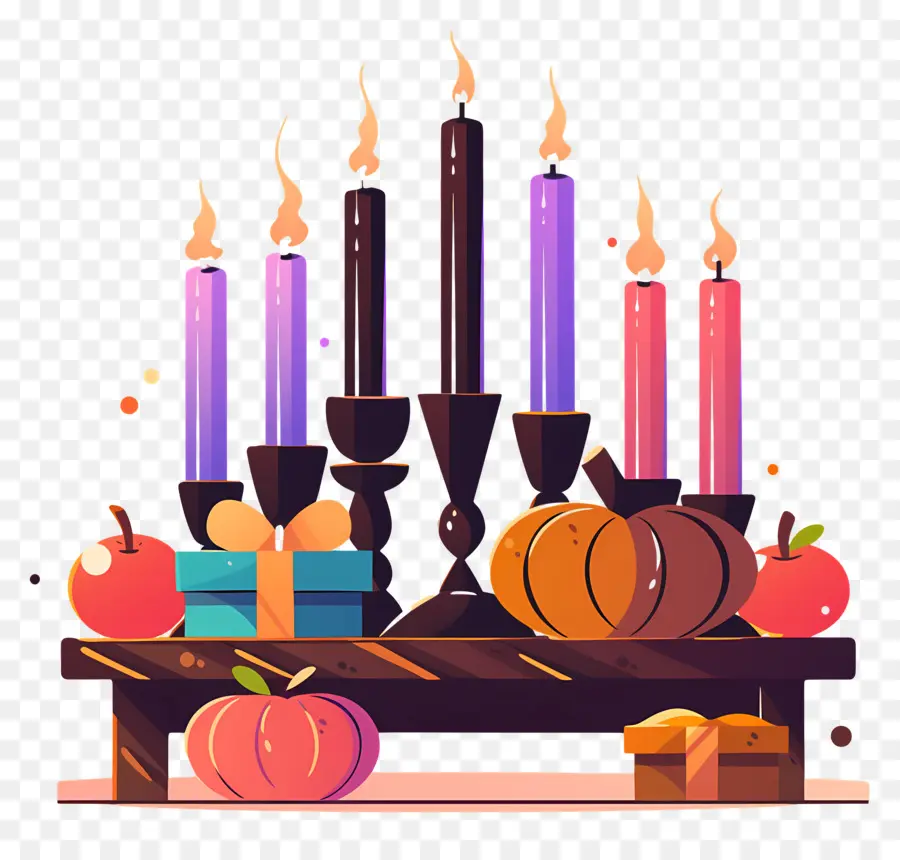 Feliz Kwanzaa，Velas Coloridas PNG