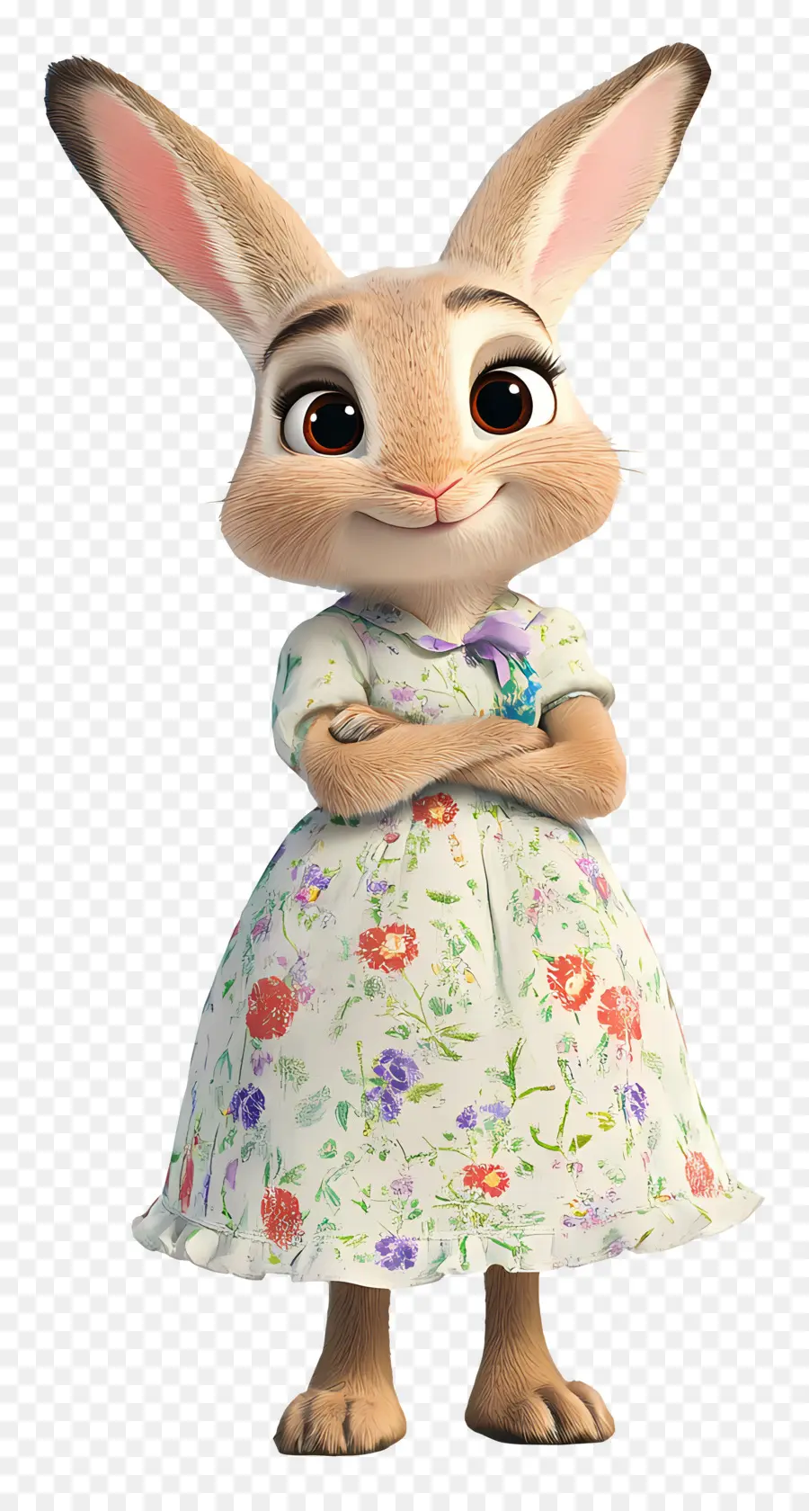 Judy Hopps，Coelho De Desenho Animado Em Vestido Floral PNG