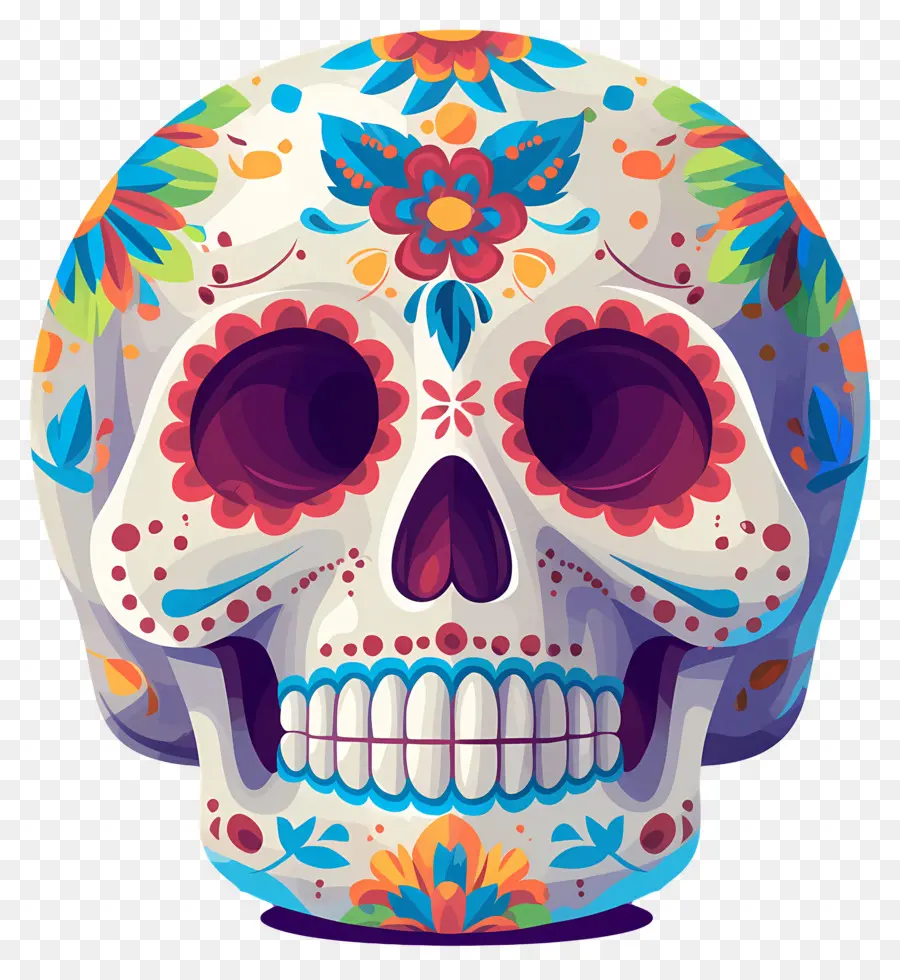 Caveira Mexicana，Crânio Decorado PNG