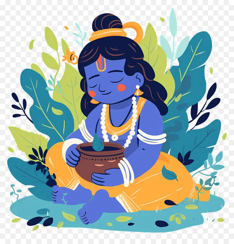 Bebê Krishna，Criança Azul Com Maconha PNG