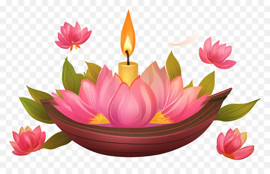 Karthika Purnima，Lótus E Velas PNG