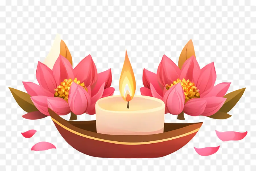 Karthika Purnima，Lótus E Velas PNG