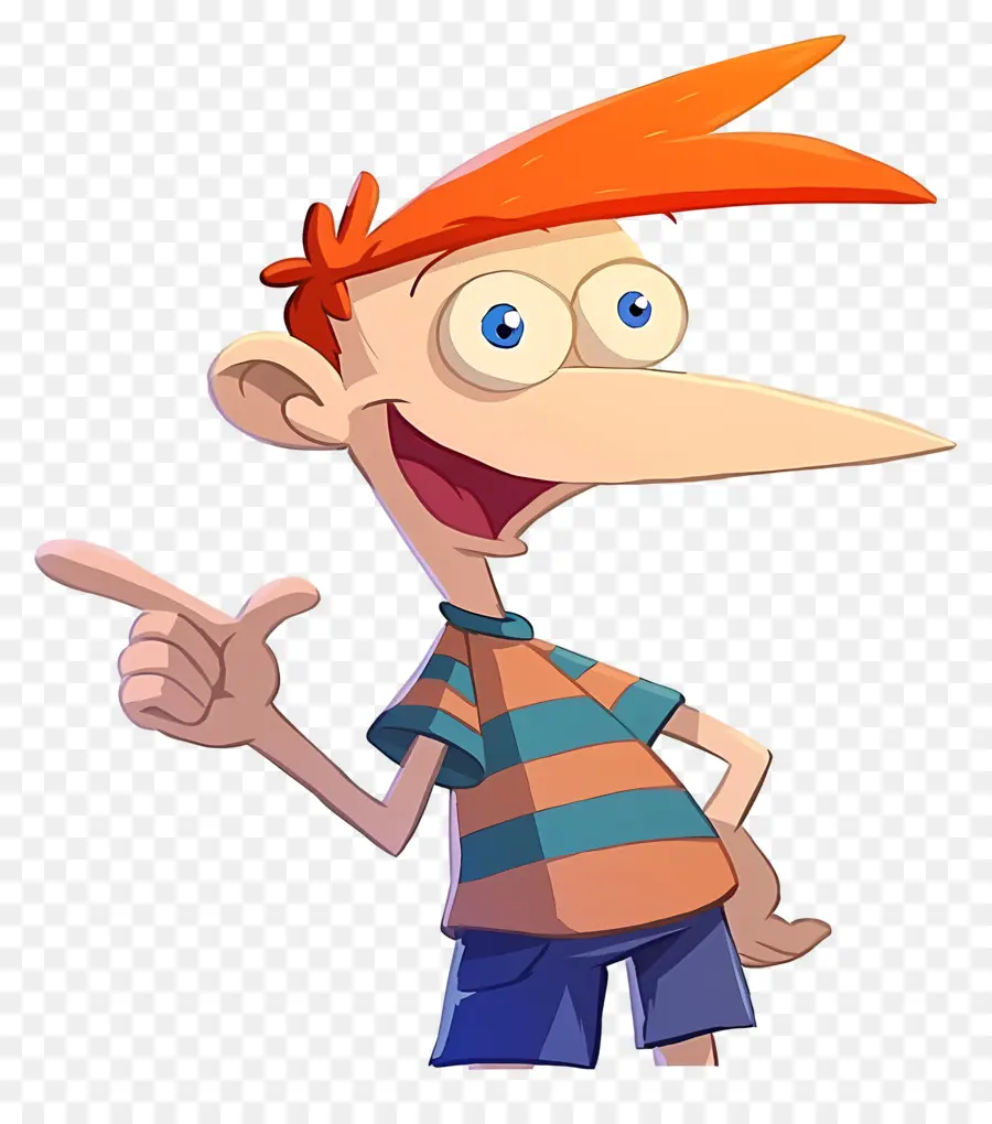 Phineas Flynn，Menino De Desenho Animado Com Cabelo Laranja PNG