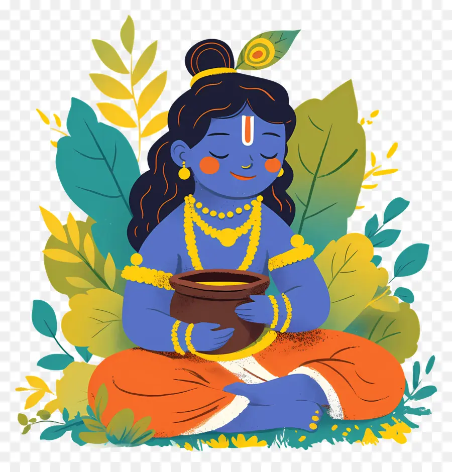 Bebê Krishna，Criança Azul Com Maconha PNG