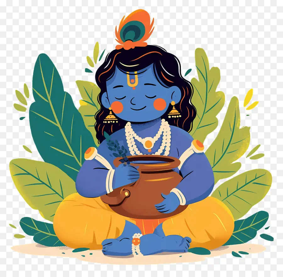 Bebê Krishna，Criança Azul Com Maconha PNG