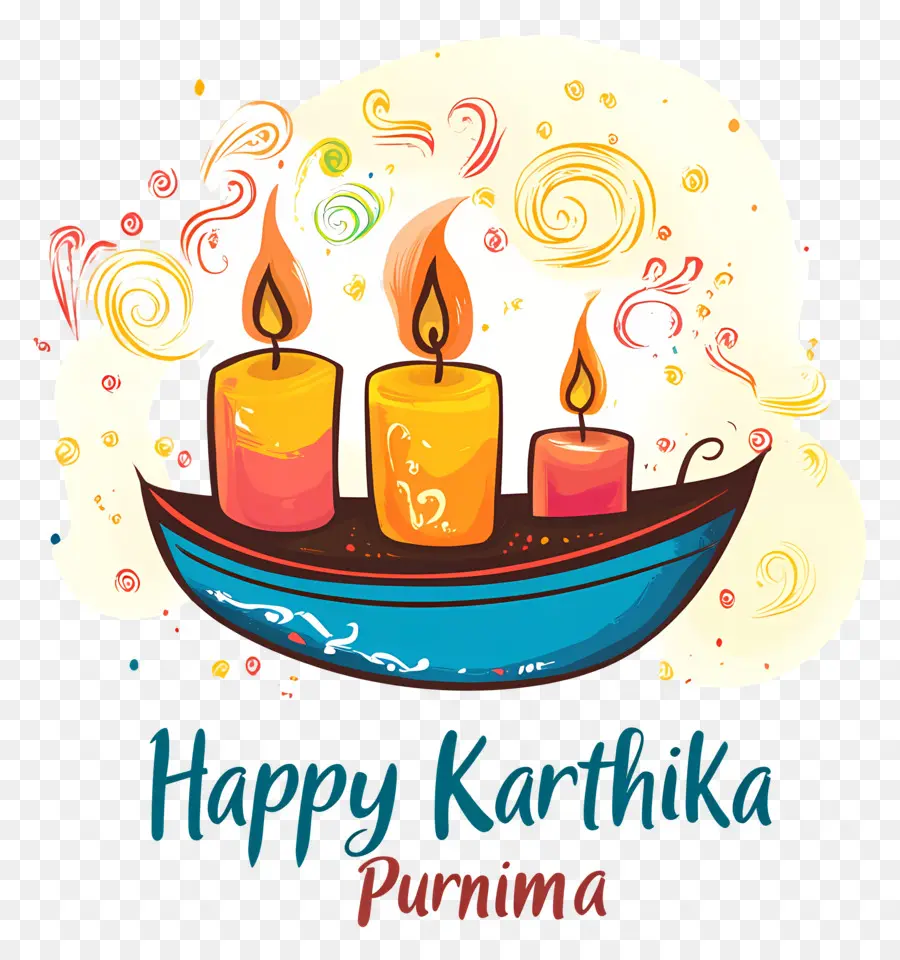 Feliz Karthika Purnima，Barco Com Três Velas PNG