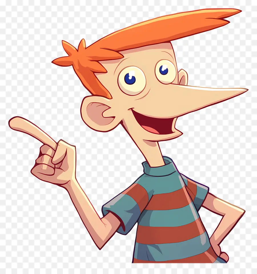 Phineas Flynn，Menino De Desenho Animado Com Cabelo Laranja PNG