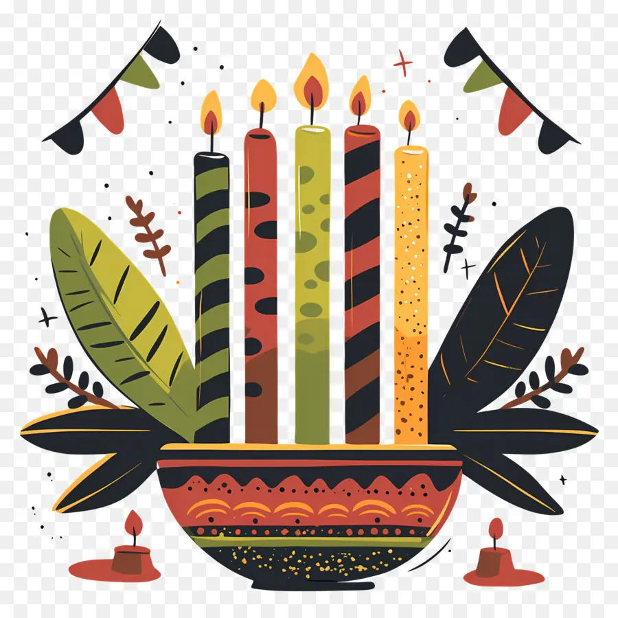 Feliz Kwanzaa，Velas Na Tigela PNG