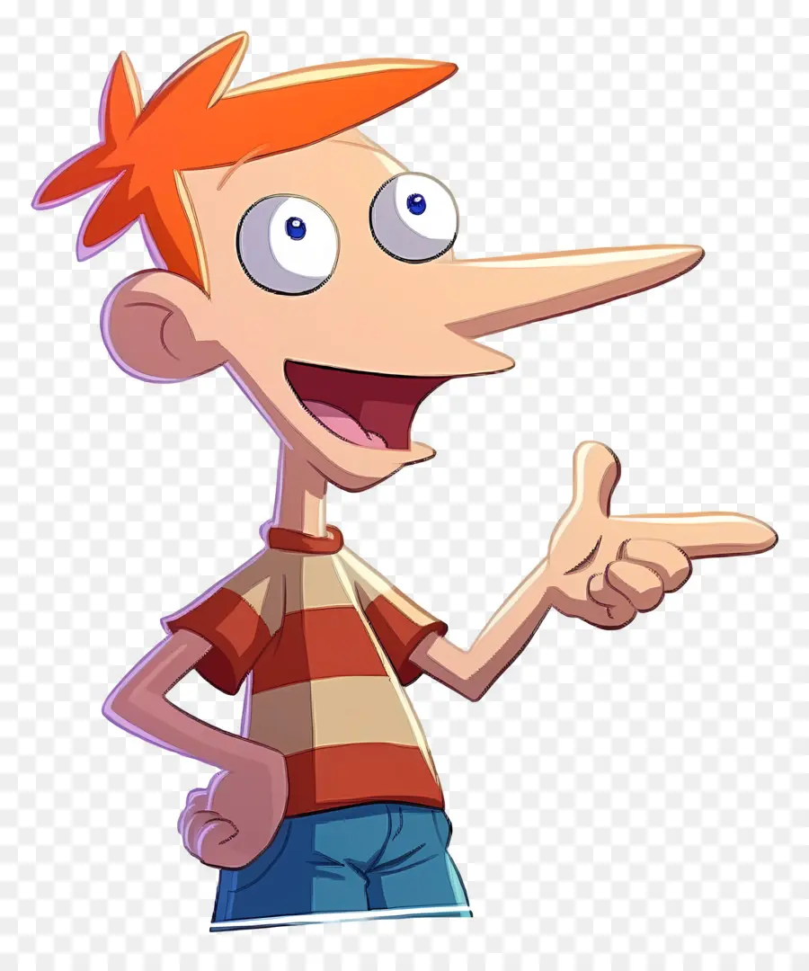 Phineas Flynn，Menino De Desenho Animado Com Cabelo Laranja PNG