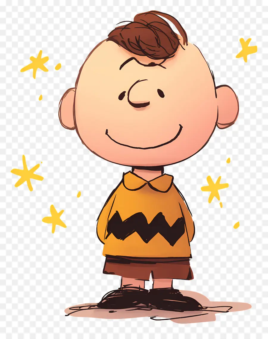 Charlie Brown，Menino De Desenho Animado Com Camisa Amarela PNG