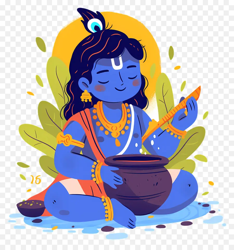 Bebê Krishna，Criança Azul Com Maconha PNG