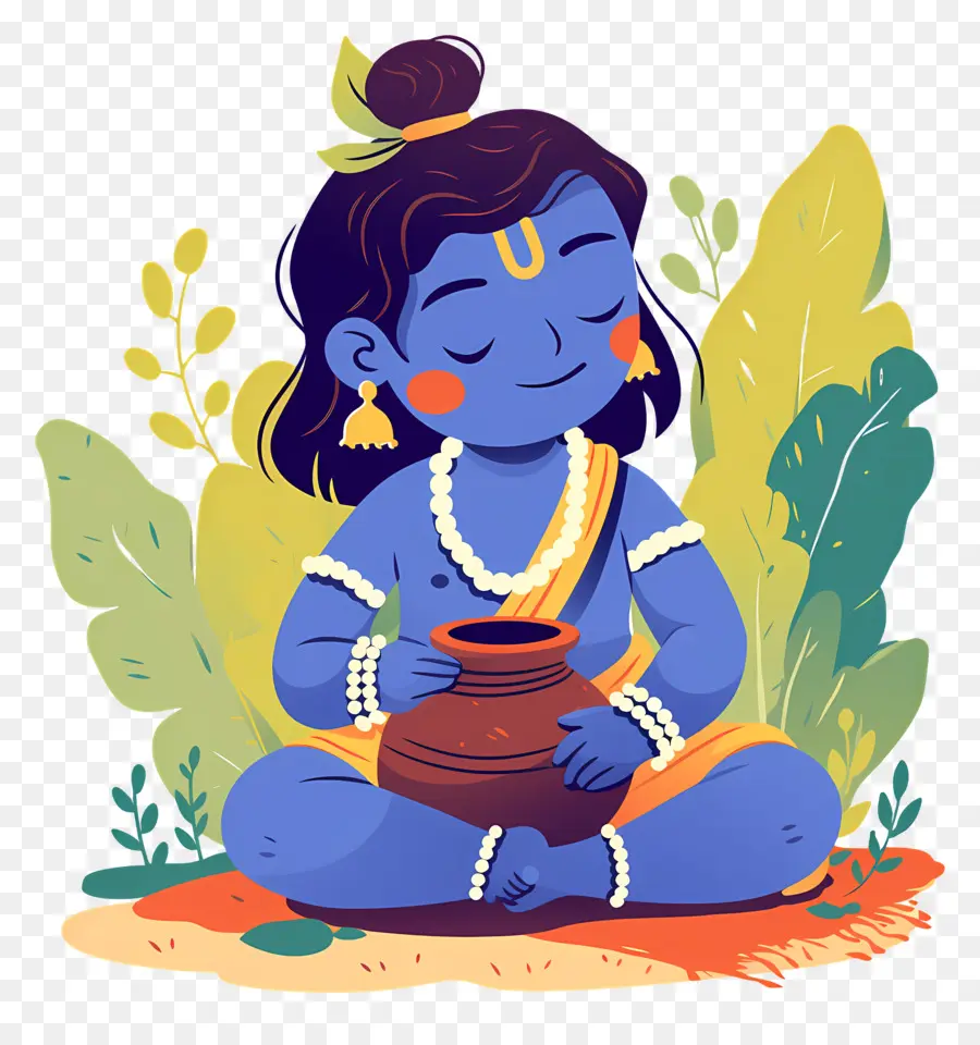 Bebê Krishna，Criança Azul Com Maconha PNG