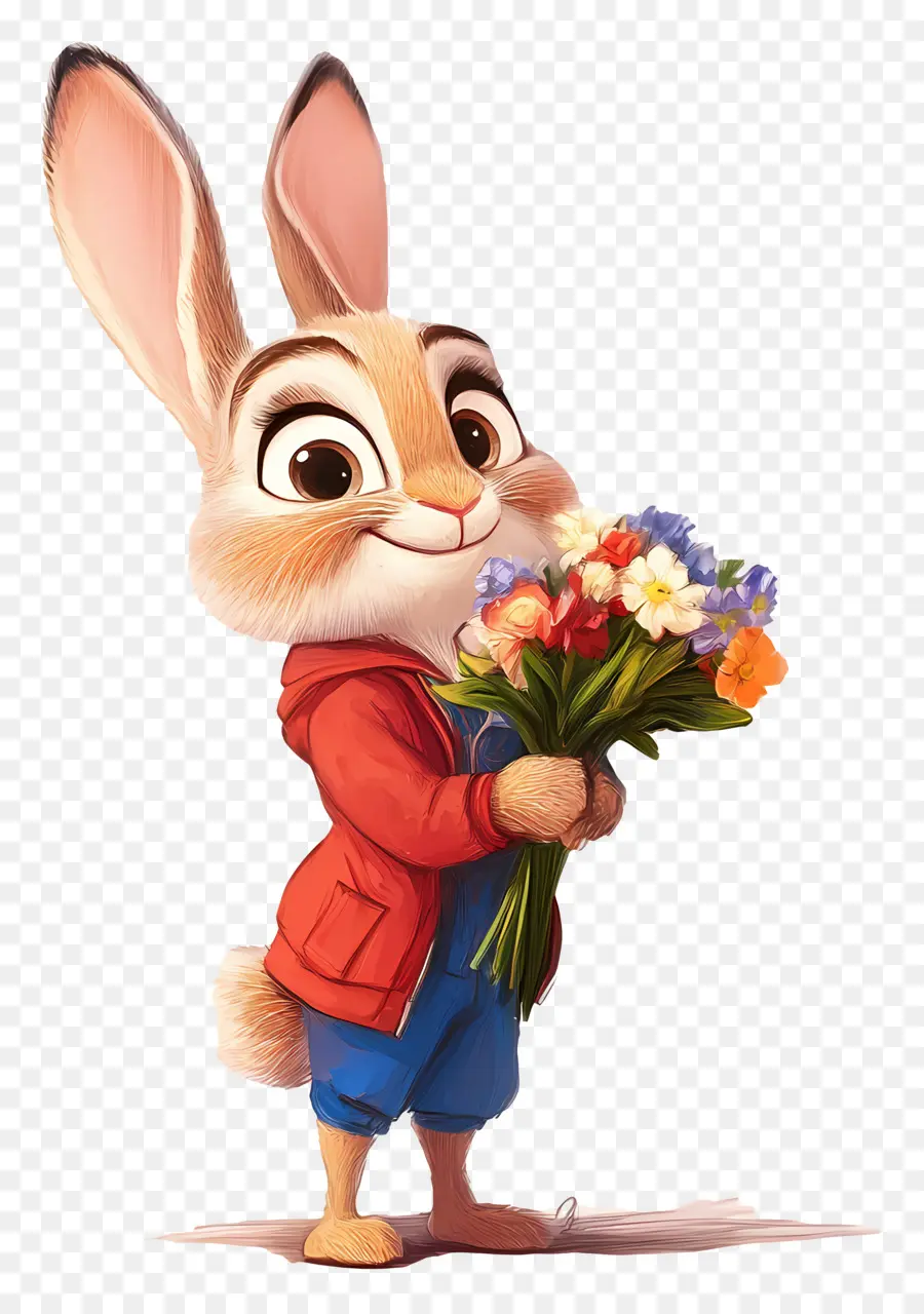 Judy Hopps，Coelho Com Flores PNG