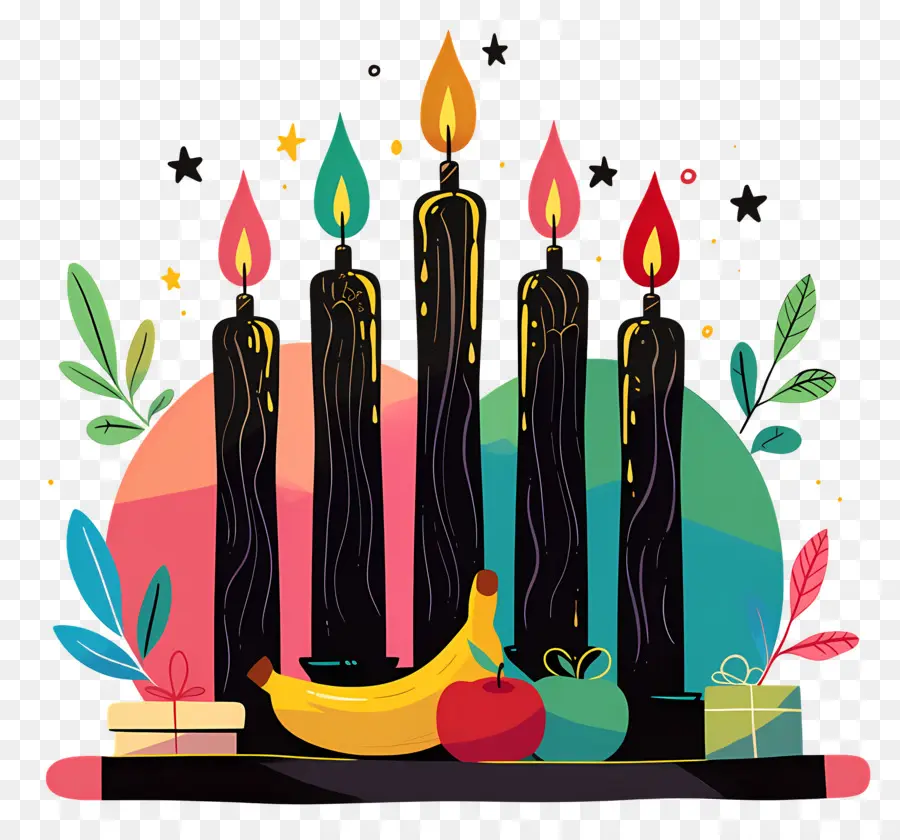 Feliz Kwanzaa，Velas Coloridas PNG