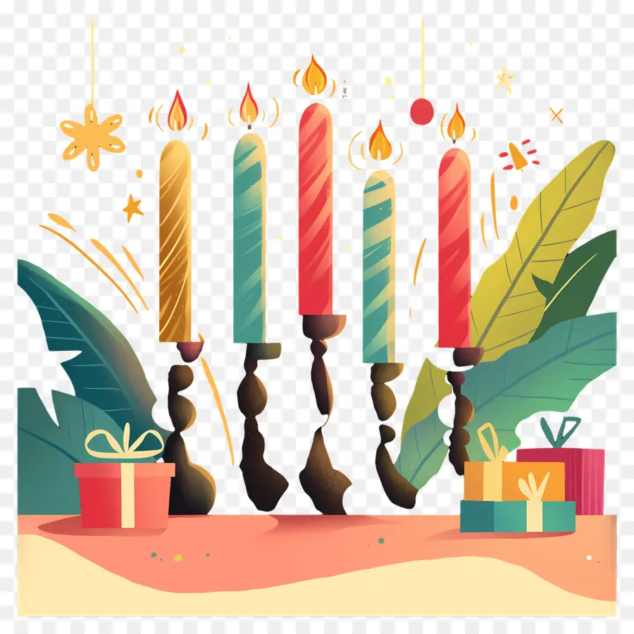 Feliz Kwanzaa，Velas E Presentes PNG