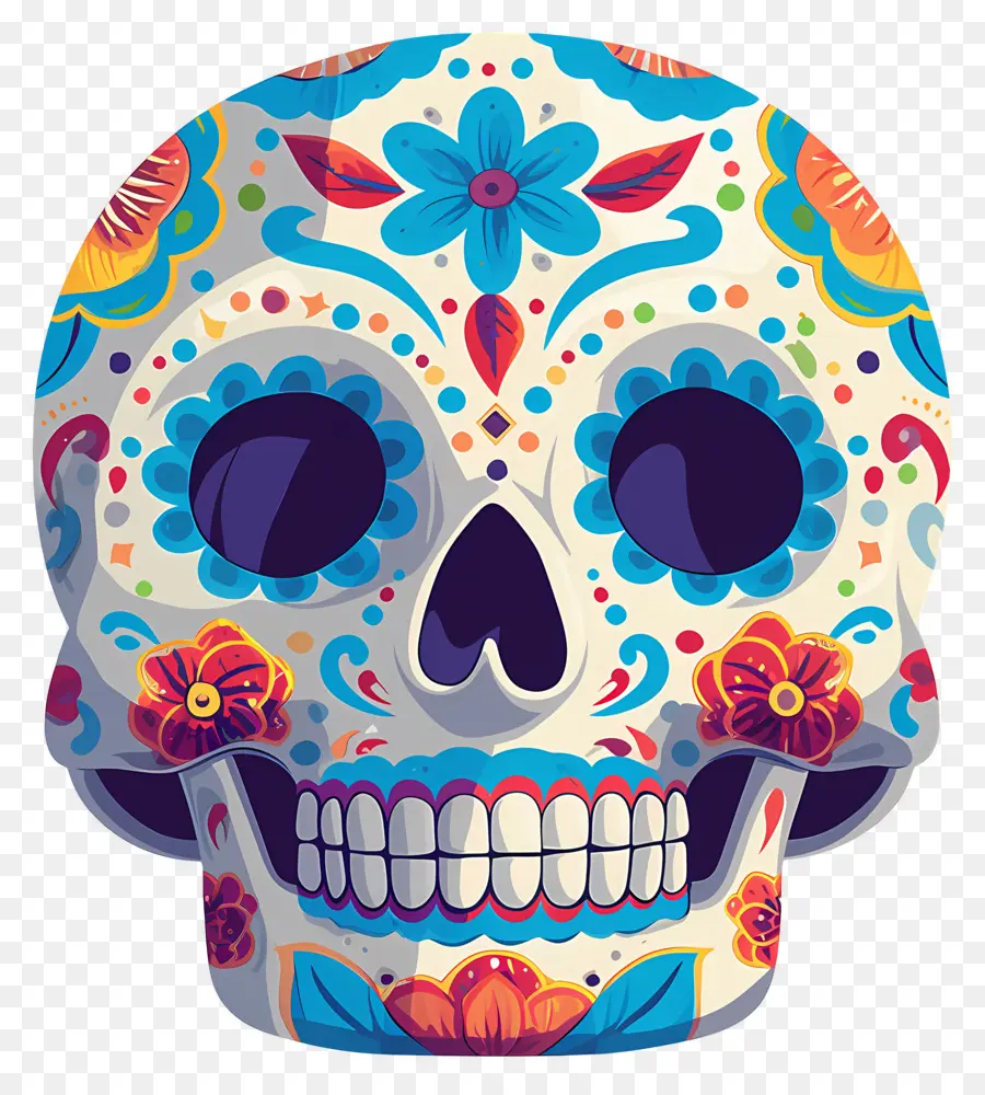 Caveira Mexicana，Crânio Decorado PNG